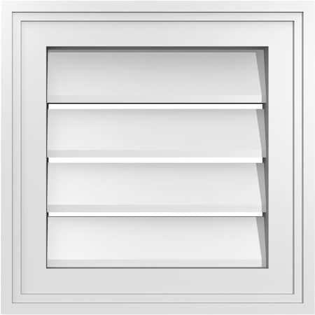 Ekena Millwork Vertical Surface Mount PVC Gable Vent: Functional, w/ 2"W x 1-1/2"P Brickmould Frame, 14"W x 14"H GVPVE14X1402SF
